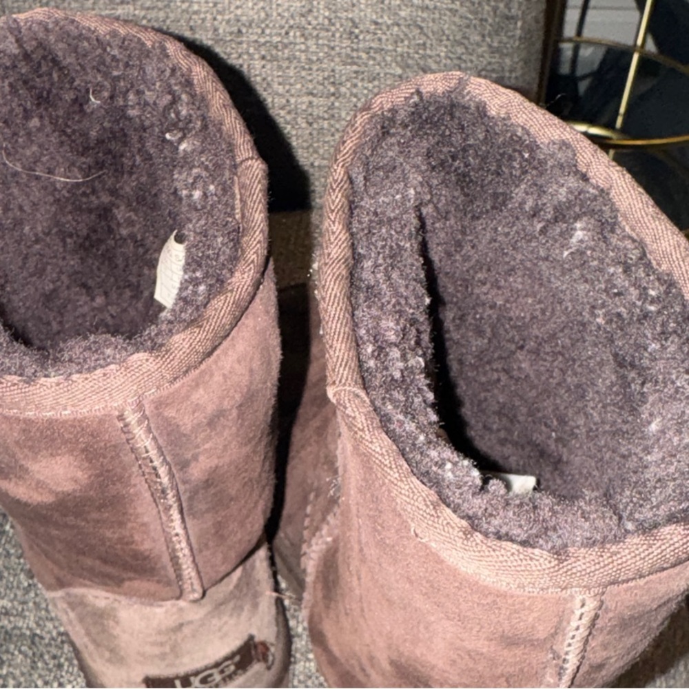 UGGS Classic chocolate Brown Suede Shearling Boots - Picture 6 of 11